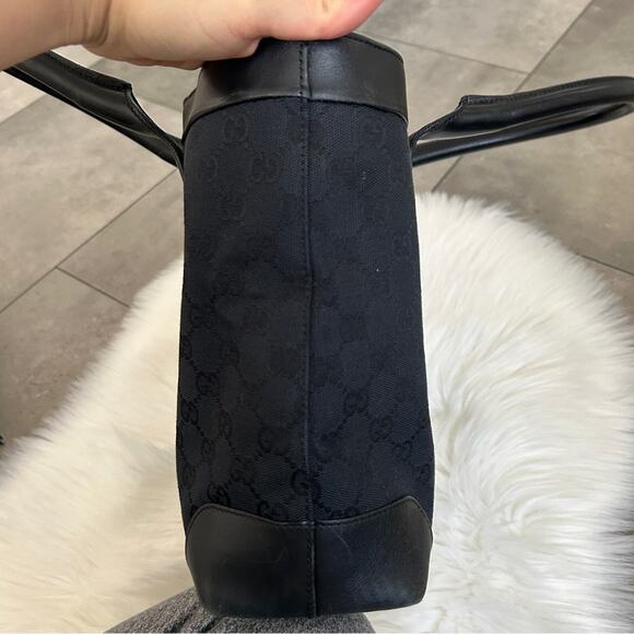 GUCCI GG black canvas leather tote bag authentic - Picture 13 of 16